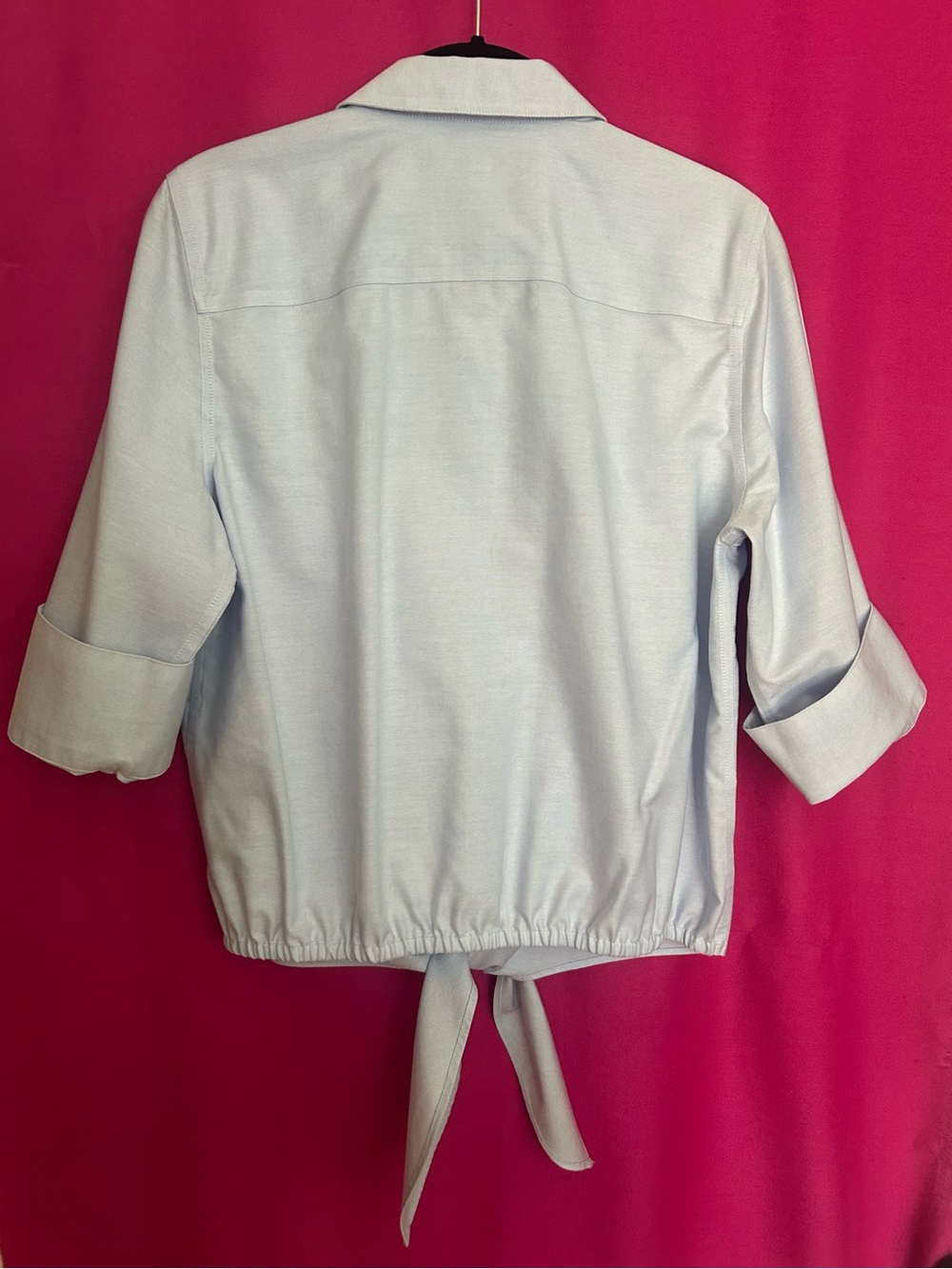 Chico’s Light Blue Tie-Front Button Up Shirt - Picture 2 of 3